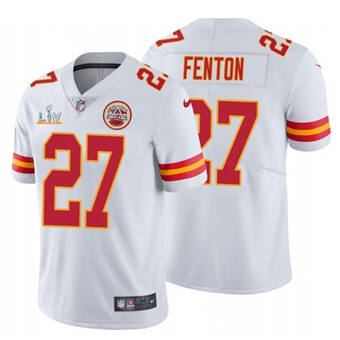 Super Bowl LV 2021 Men Kansas City Chiefs #27 Rashad Fenton White Limited Jersey